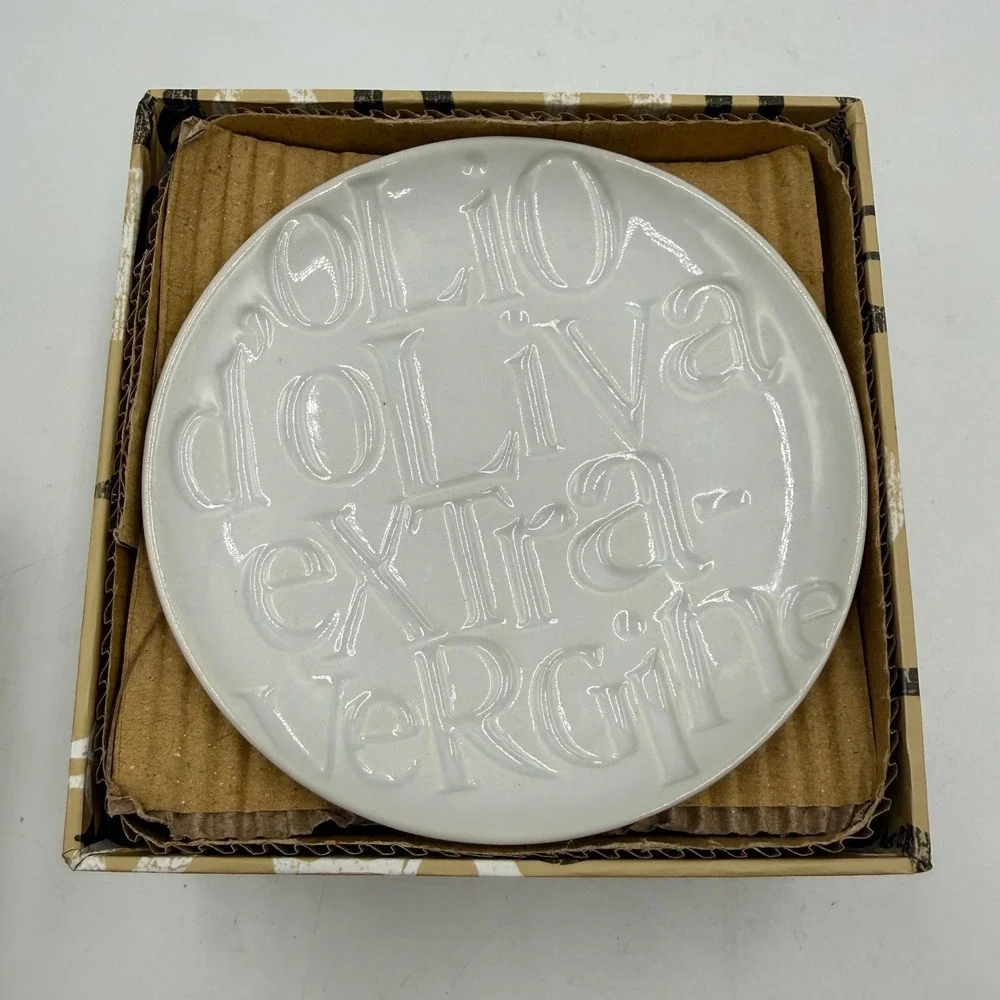 Rosanna Savour Olive Oil Dipping Dishes Set of 4 White Ceramic Embossed 4.5